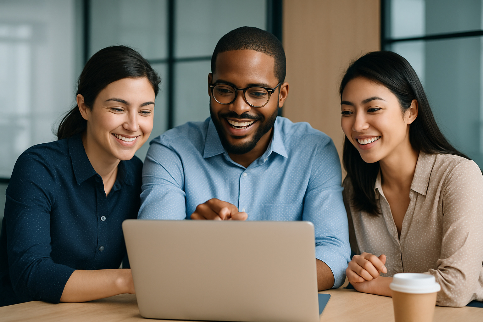 Small business team using technology